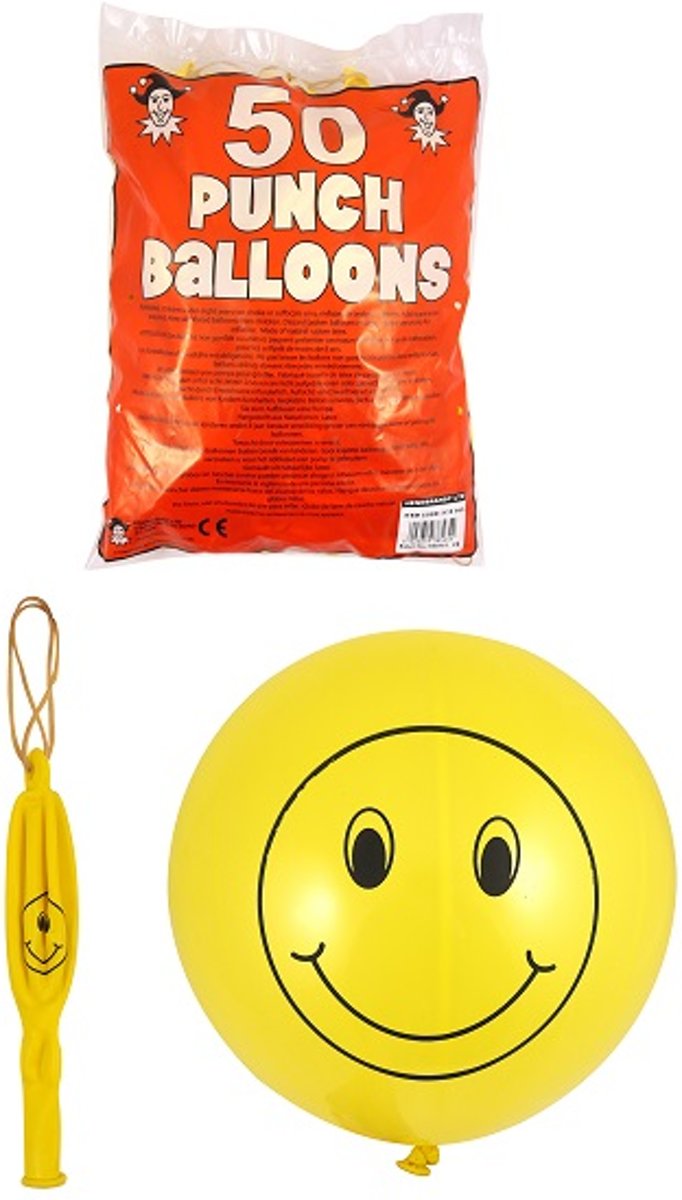 50 STUKS | Smiley Bounce Ballonnen | Traktatie / Uitdeelcadeautjes | Jongens & Meisjes | Kleur: Geel |  (50 stuks)